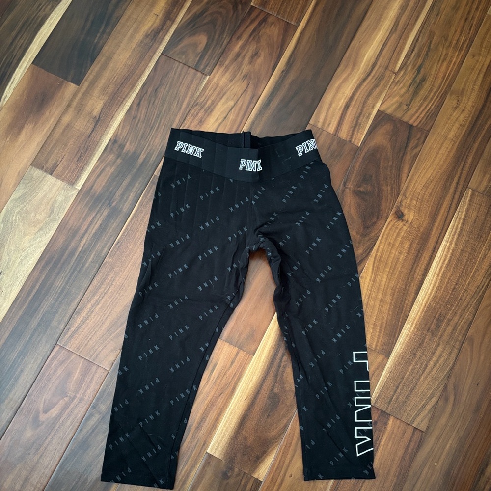 PINK Victoria's Secret Black Leggings with Logo